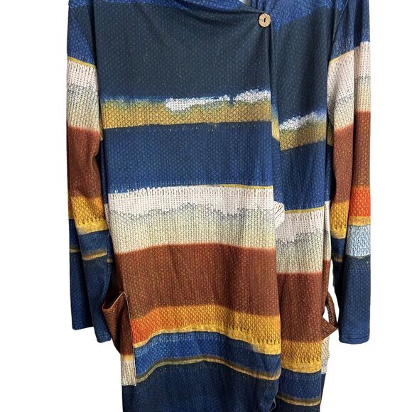 Lagenlook Cardigan Women's 3XL Multicolor Colorblock Open Front Lily Firmiana - Picture 5 of 12